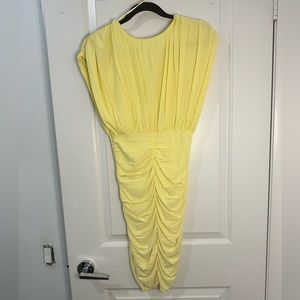 WITH TAGS!  ZARA yellow ruched draped bodycon